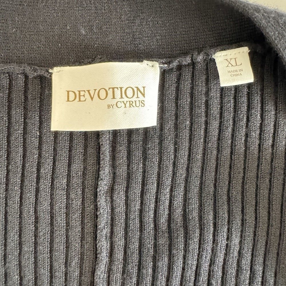 Devotion by Cyrus Dress Womens XL Ribbed Knit Button Front Black NEW Workwear - Picture 4 of 6